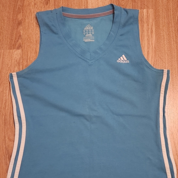 Adidas Training Active Stretch V-Neck Tank Top Turquoise Blue Medium - Picture 2 of 13